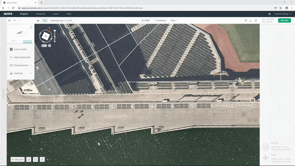 Using Aurora Solar's with its Carport Template tool to create solar awnings at SF Giants baseball stadium