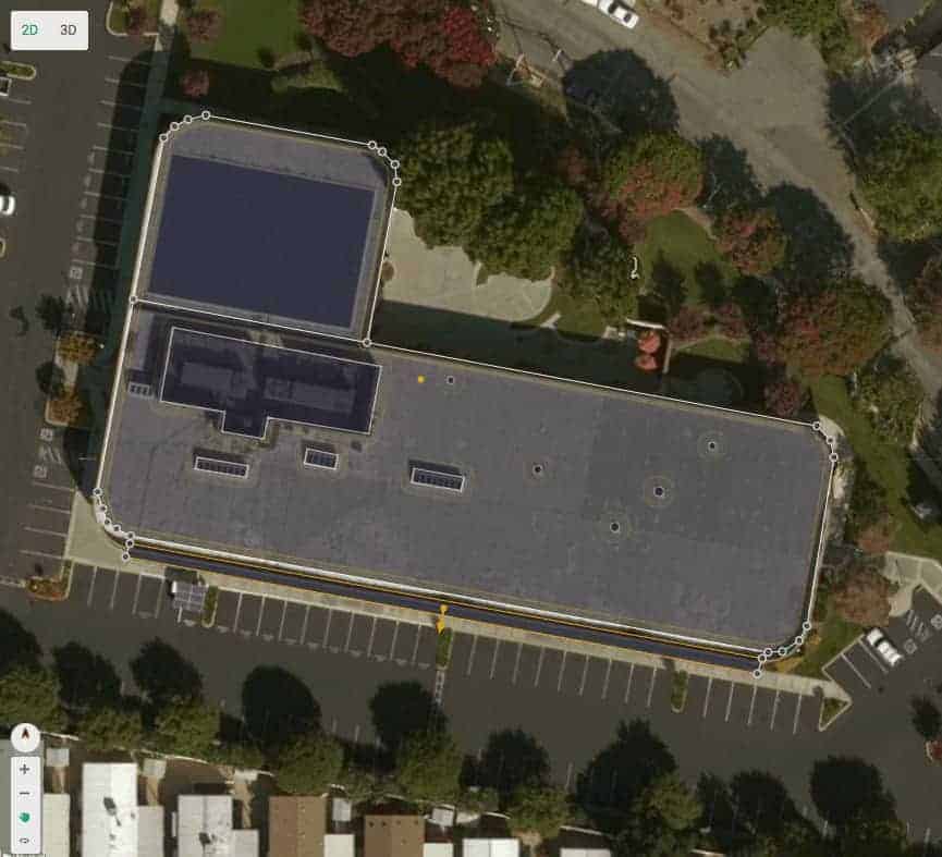 2D aerial view of the site model for this commercial solar project on the IBEW Local 332 union hall