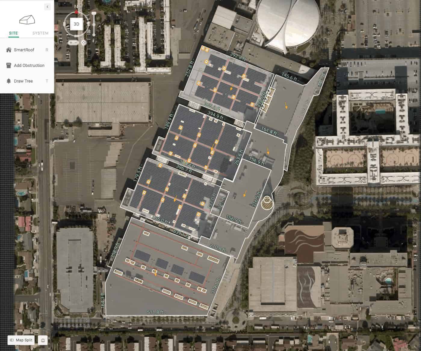 top-down view of a model of Anaheim Convention Center, created in Aurora