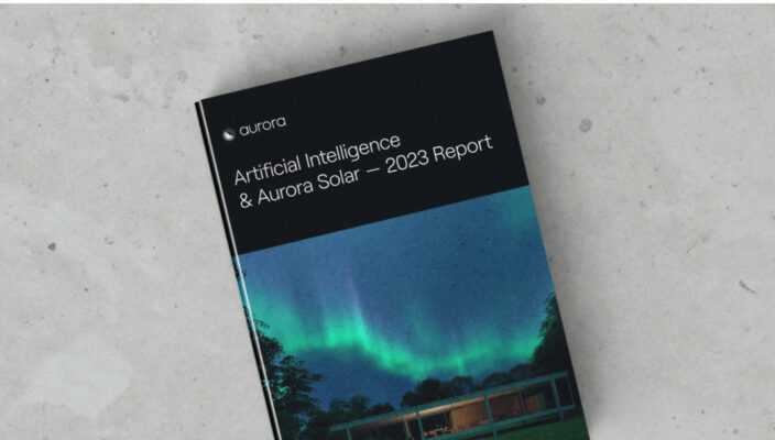 report on AI & Aurora Solar with aurora borealis cover on a grey surface