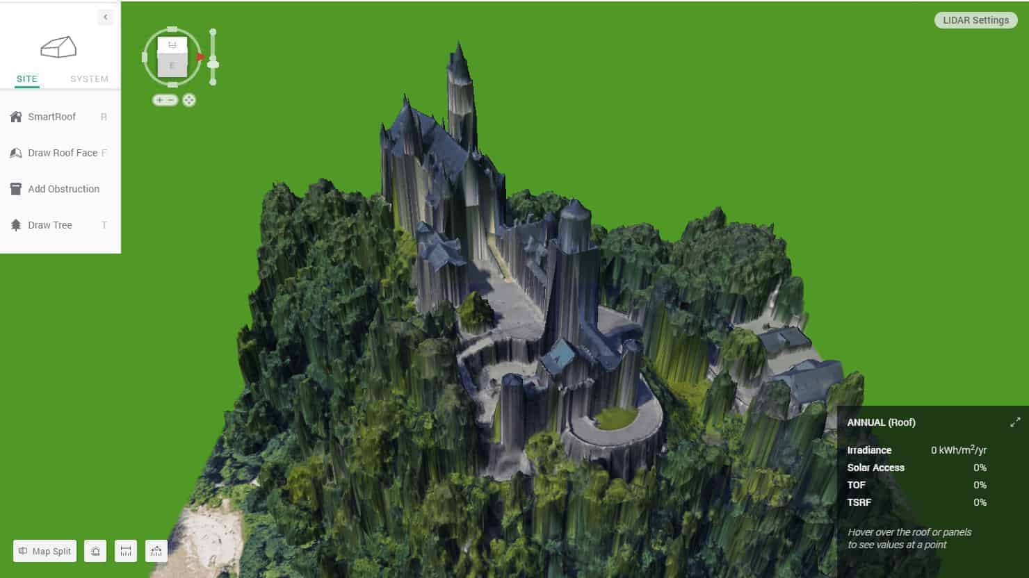 LIDAR data of Neuschwanstein Castle, which allowed accurate site assessment in Aurora solar software