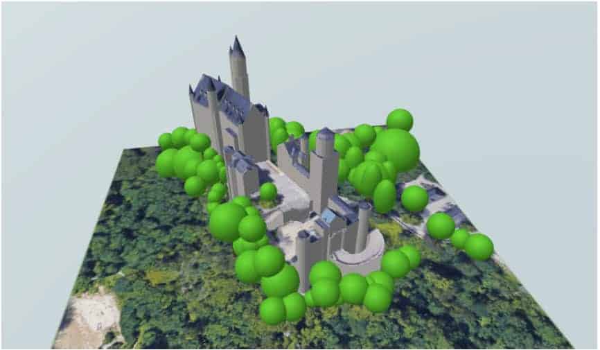 A 3D model of Neuschwanstein Castle, created in Aurora solar software. 