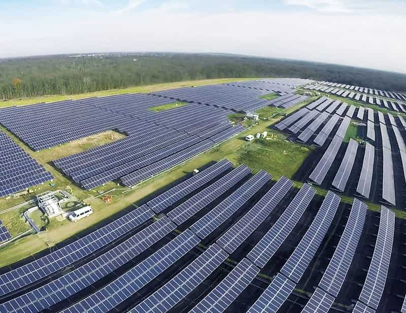 A solar project on a landfill in New Jersey using Gamechange Solar racking