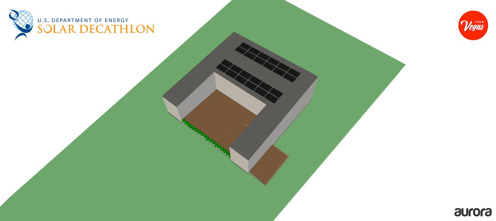 a 3D model of the Sinatra Living Solar Decathlon 2017 house by the team from the University of Nevada, Las Vegas created in Aurora