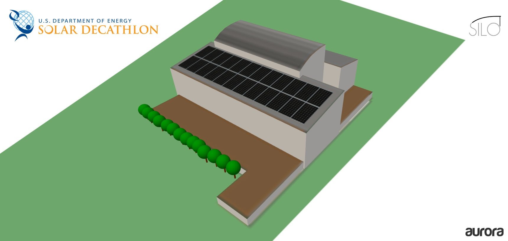 a model of the SILO house Solar Decathlon 2017 house by the team from Missouri S&T created in Aurora