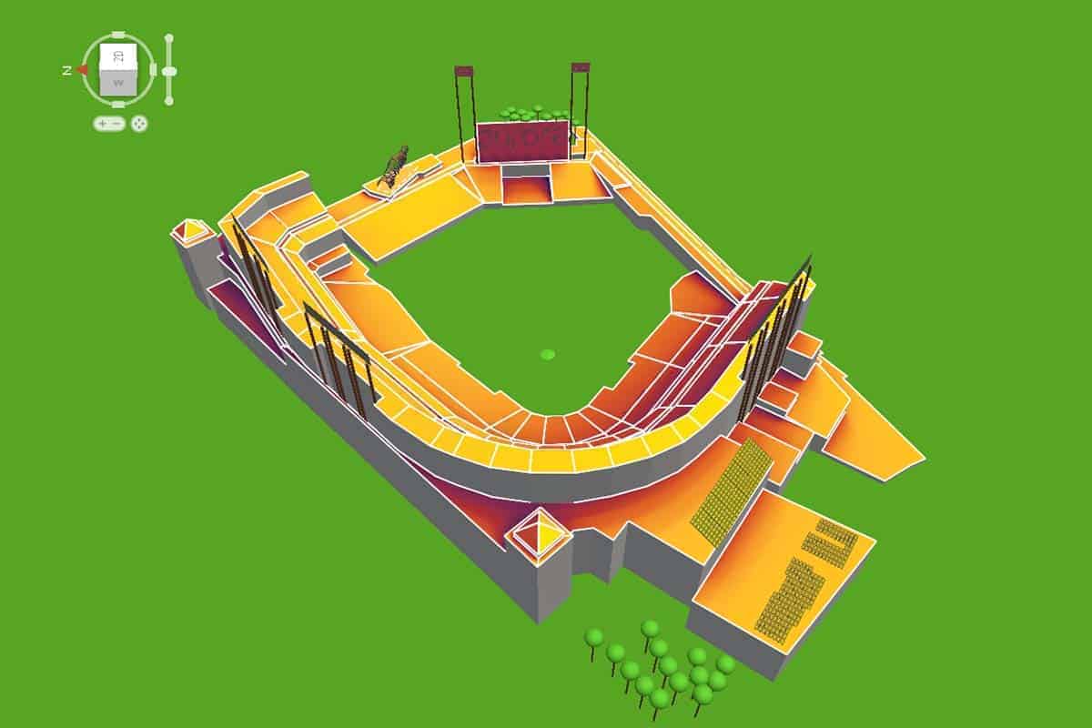 An irradiance map or Oracle Park, home of the SF Giants baseball team generated with Aurora Solar software.