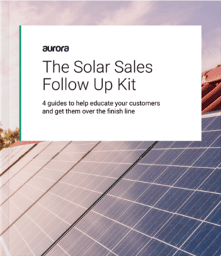 Aurora: Solar Sales Follow Up Kit' promo image with solar panels and sky background.