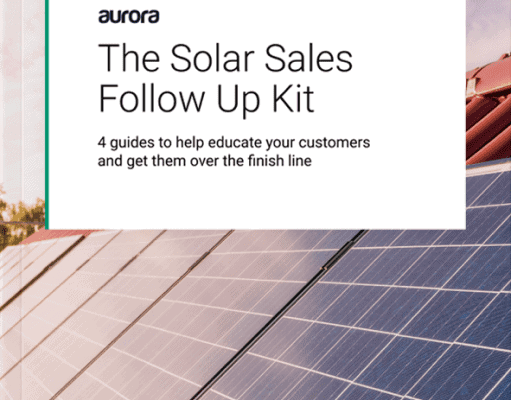 Aurora: Solar Sales Follow Up Kit' promo image with solar panels and sky background.