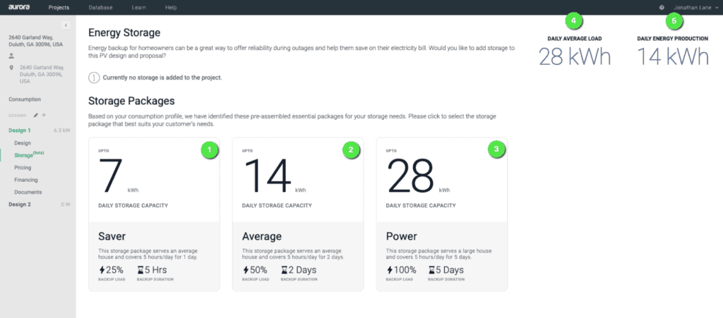 Aurora Energy Storage Screen