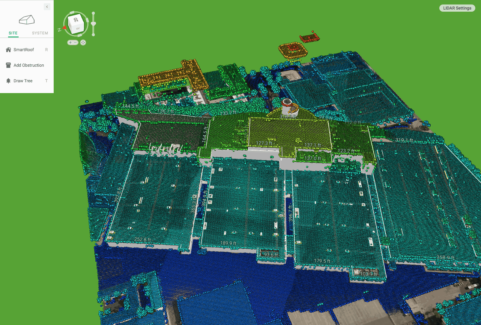 LIDAR for Anaheim Convention Center as shown in Aurora Solar