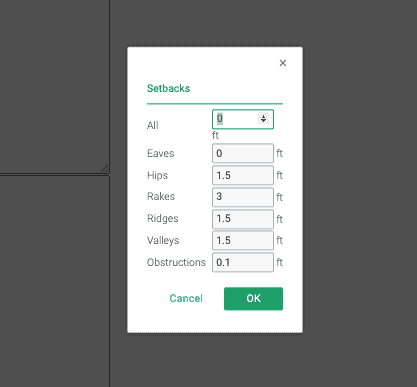 Jurisdiction Setbacks Entry Screen