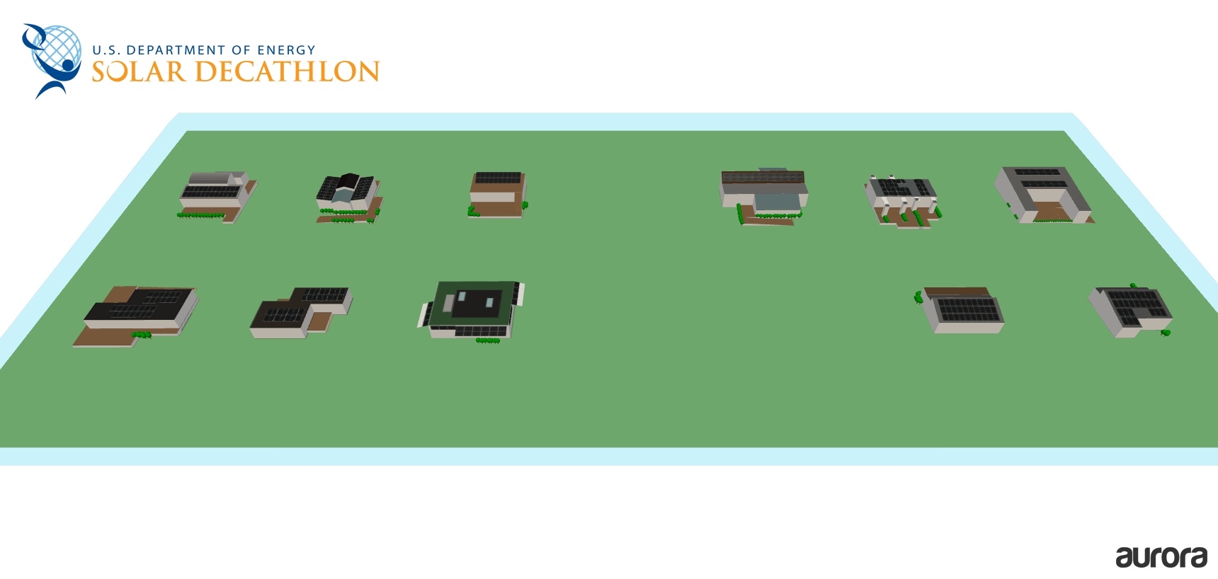 a model of the Solar Decathlon 2017 competition site and all of the houses