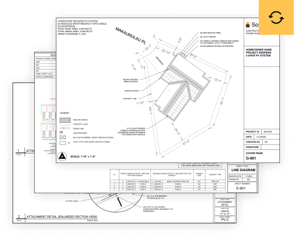 Technical architectural drawing with site plan, possibly for construction.