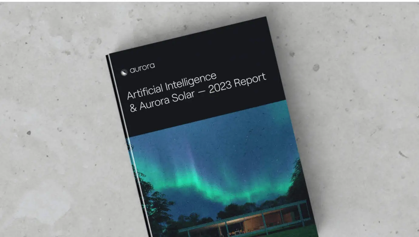 report on AI & Aurora Solar with aurora borealis cover on a grey surface