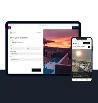 Tablet and smartphone showing a proposal and project view, showcasing responsive design.